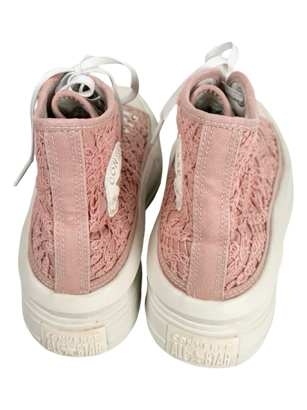 Converse Chuck Taylor All Star Move Platform Pink Daisy Crochet High Top Shoes 9 - Picture 4 of 6